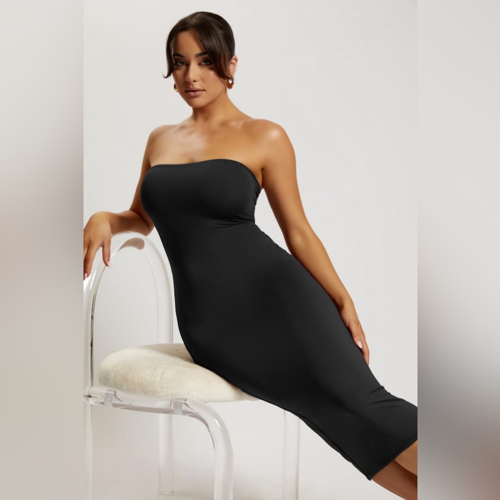 Meshki Cassidy black bodycon strapless dress